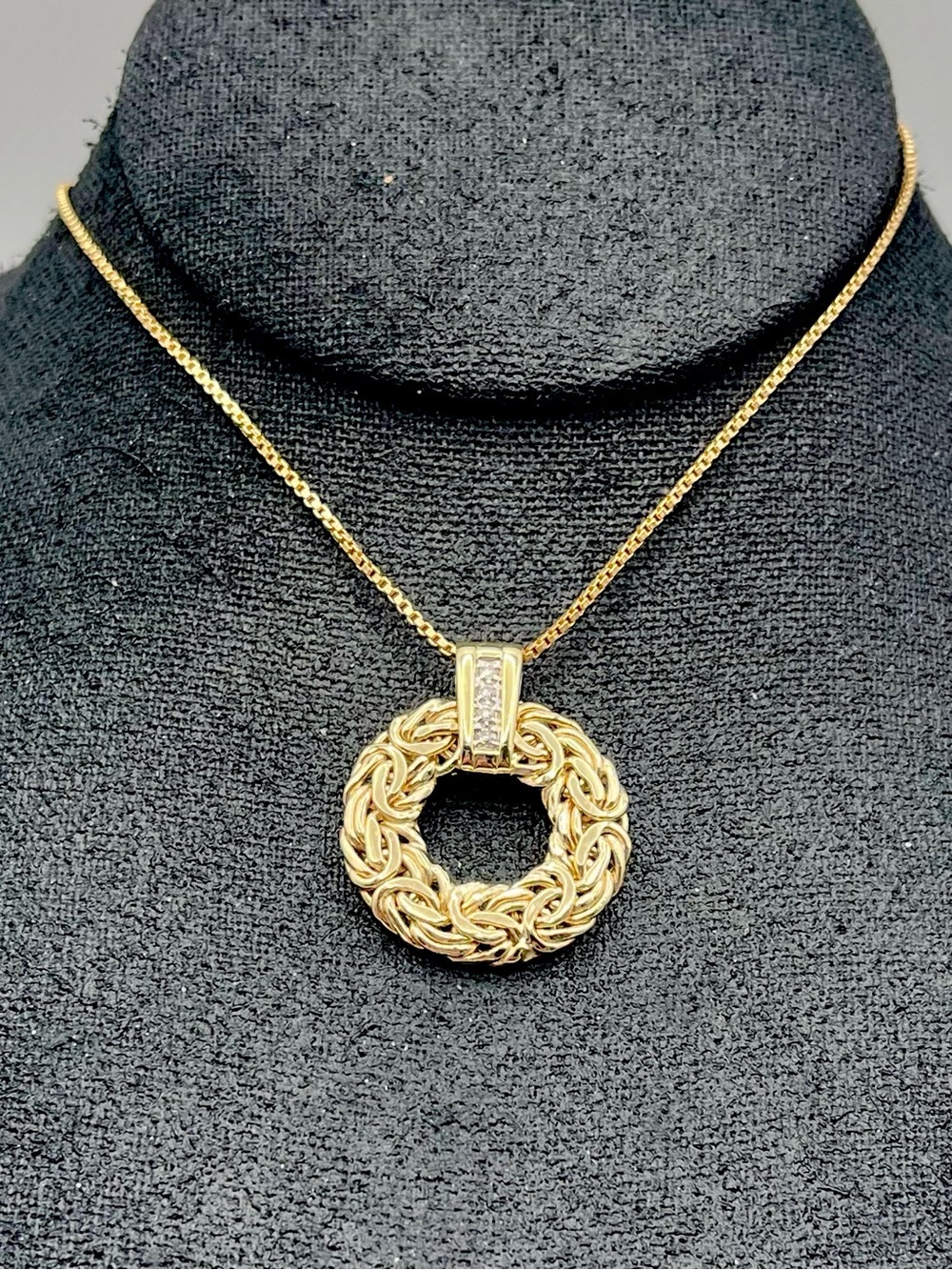 AK Atasay Kuyumculuk Turkey 14K Yellow Gold Byzantine Circle Pendant Necklace Es - Picture 3 of 16